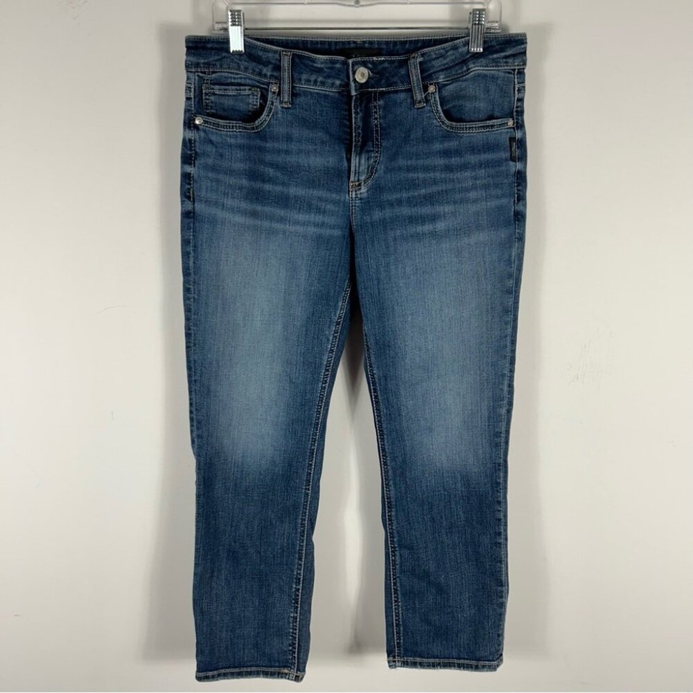 💕 Silver Jeans ELYSE CAPRI Blue Ankle Cropped Denim 30x23.5